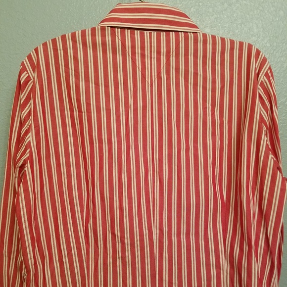 Tommy Hilfiger Sz 14 Button Up Red stripped Shirt - Picture 7 of 7